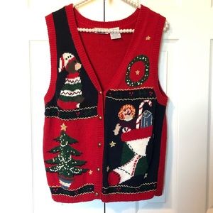 Vintage Capacity Ugly Christmas Sweater Rag Doll- Christmas Tree/ Stocking Vest